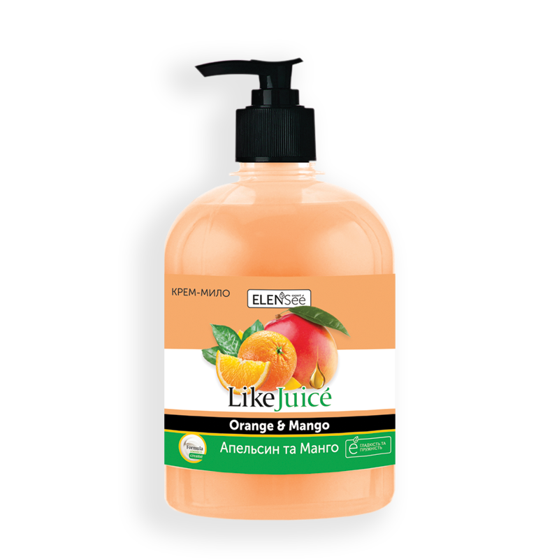 Мило рідке ELENSEE LIKE JUICE Крем-мило Апельсин та Манго (4820098542123), 0,5 л